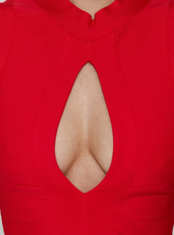 Kimanah Keyhole Bandage Mini Dress Red