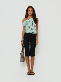 Lunnah Off Shoulder Top Aqua Polka Dot
