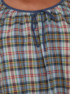 Luisetta Babydoll Top Blue Plaid