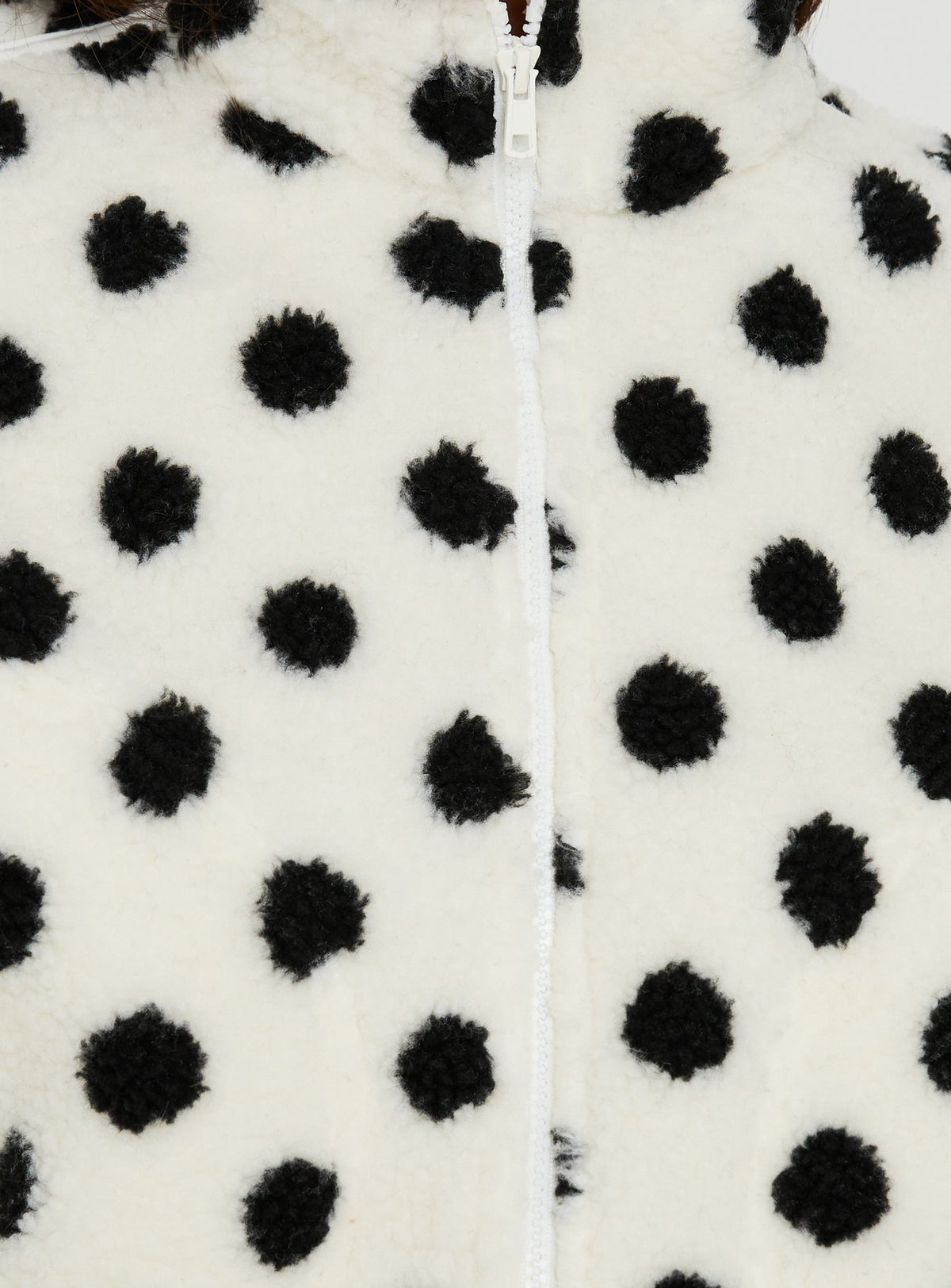Sammee Polar Fleece Contrast Zip Through Jacket White Polka