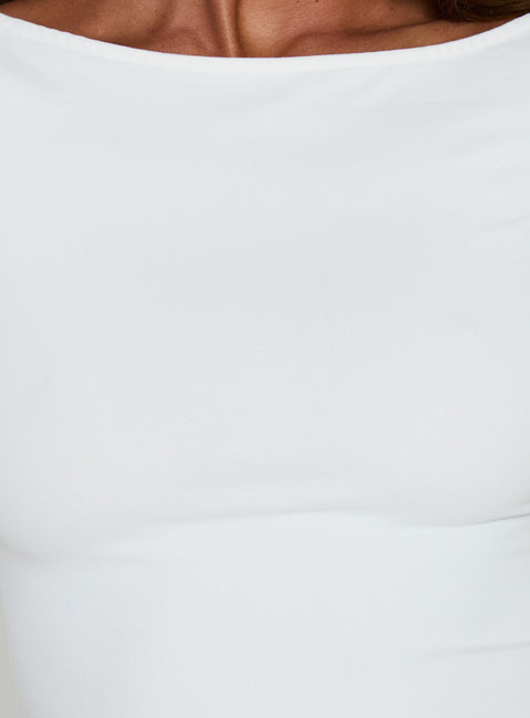 Daily Define Boatneck 3/4 Sleeve Top White