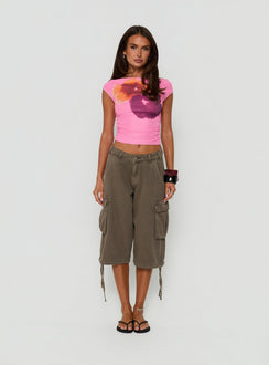 Bisik Graphic Top Floral Script Hot Pink