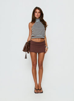 Party For You High Neck Sleeveless Top Blue Stripe
