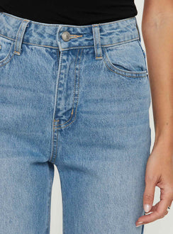product Princess Polly Henesey High Rise Straight Leg Jeans Mid Blue Wash High Rise Jeans Jeans 