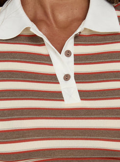 Highlights Jersey Polo Top Multi Stripe