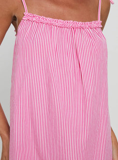 Little Wonders Frill Smock Mini Dress Pink Stripe