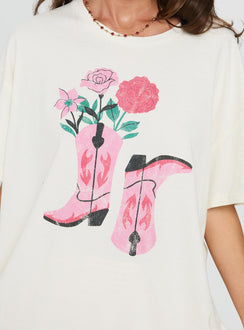 Lassie Girl Oversized Graphic Top Cream