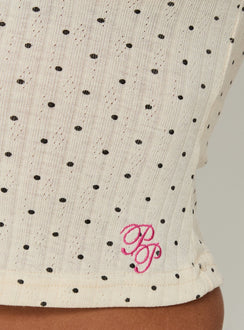 By Nightfall Pointelle Sleep Tank Top Cream Polka Dot