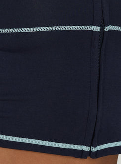 Kimberlyn Long Sleeve Jersey Zip Through Top Navy