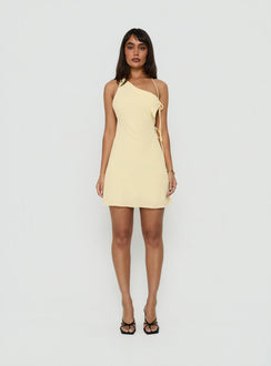 Ariann One Shoulder Low Back Mini Dress Yellow