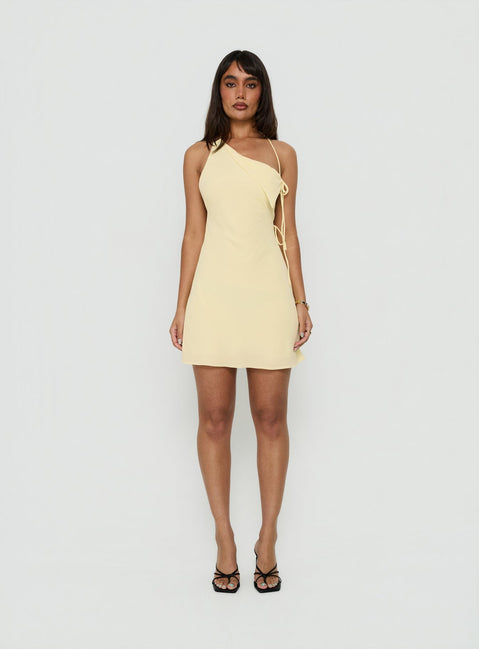Ariann One Shoulder Low Back Mini Dress Yellow