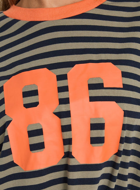 All Rounder Long Sleeve Varsity Graphic Top Multi Stripe