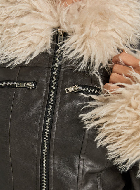 West Coaster Faux Leather Fitted Jacket Black