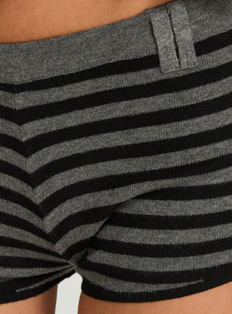 Asami Low Rise Micro Short Grey / Black Stripe