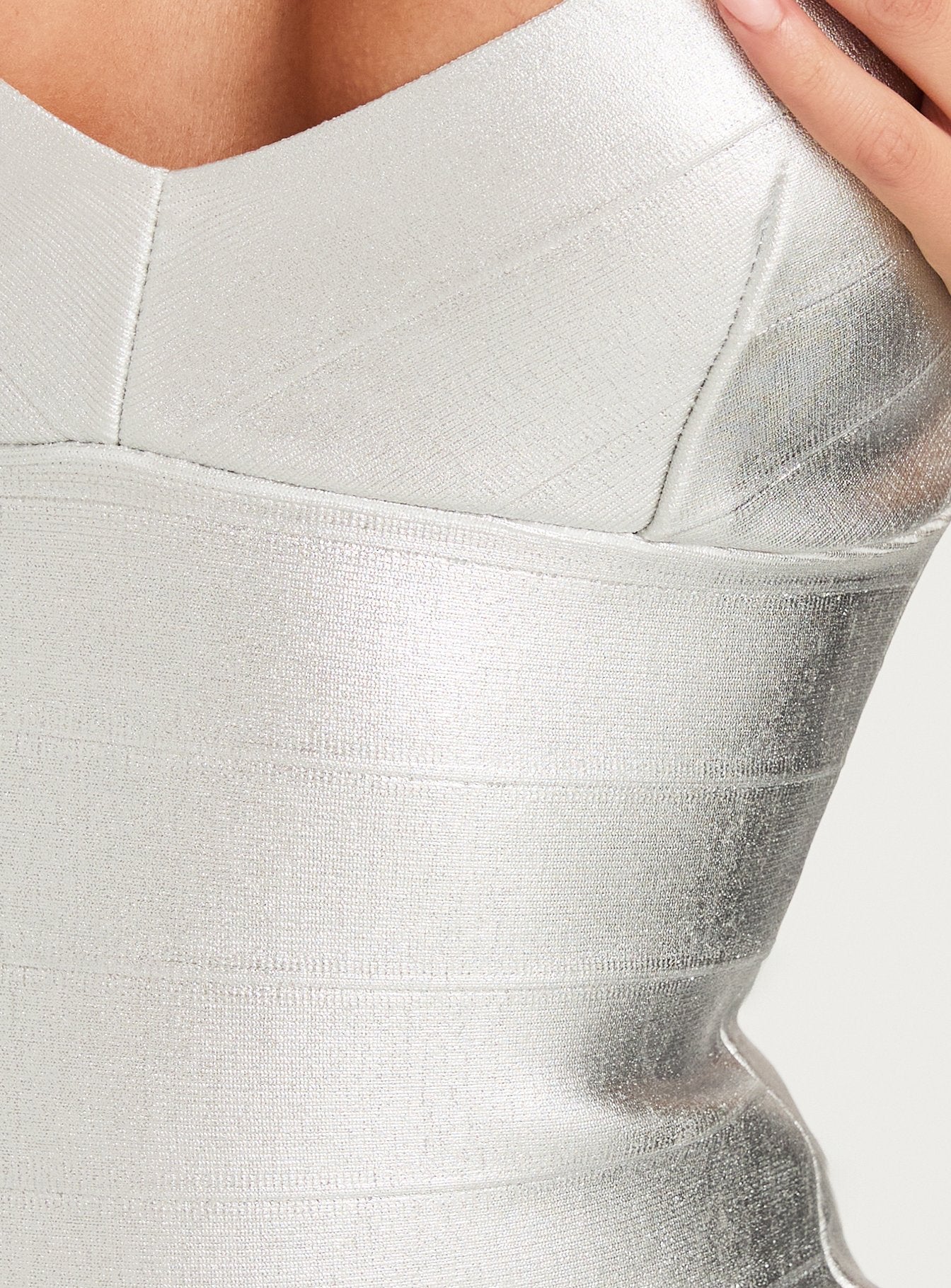 Justina Bandage Metallic Mini Dress Silver