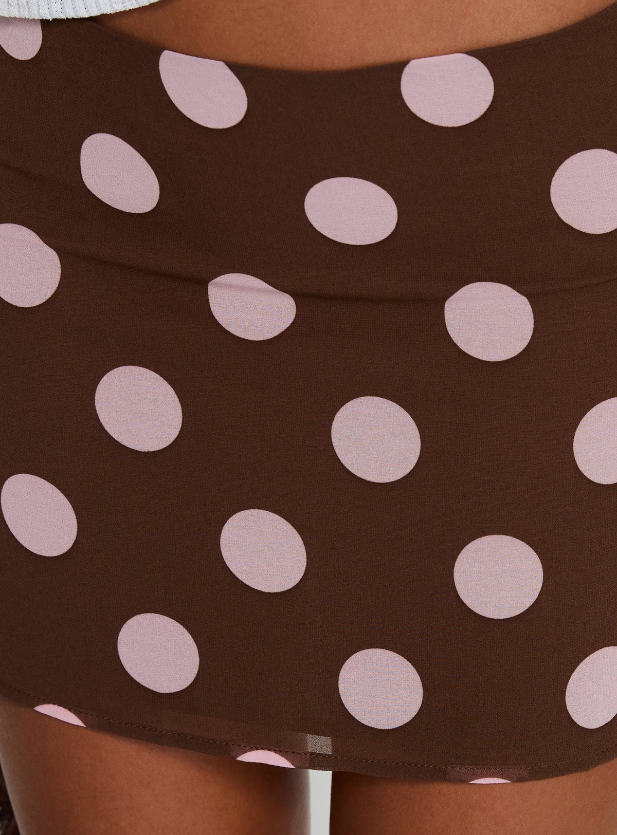product Princess Polly Adelaida Mini Skirt Brown / Pink Polka Mini Skirts 