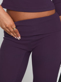 back view of model wearing Princess Polly Truth Be Told Straight Leg Pant Purple Low Rise Pants 