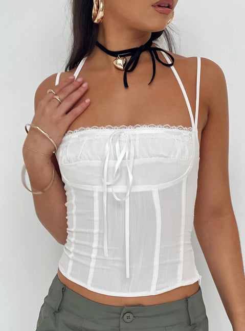product Princess Polly Sleeveless Square Neck  Trynia Top White