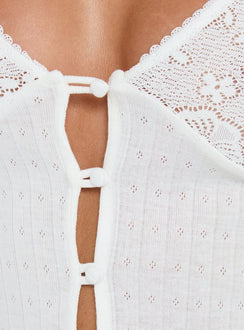 Fillipa Lace Button Down Top White