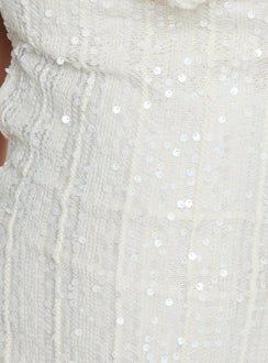 Kaimeila Halter Sequin Mini Dress Cream