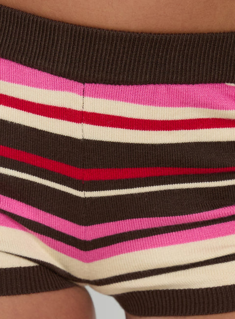 Cleoh Knit Shorts Pink / Brown Stripe