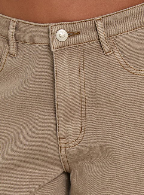 Maryjo Mid Rise Super Baggy Jeans Washed Brown