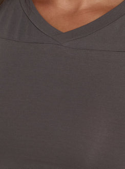 Camrynn High V Boxy Tank Top Slate