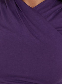Georgiette 3/4 Sleeve Wrap Top Purple