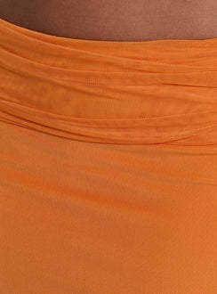 product Princess Polly Star Fruit Ruched Waist Maxi Skirt Orange Maxi Skirts 