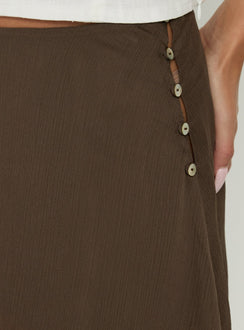 Shop the Eliodora Layered Sheer Midi Skirt Brown in womens-skirts with midi length on-body view of model wearing