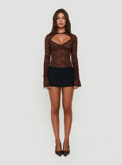 Giallo Long Sleeve Bodysuit Brown