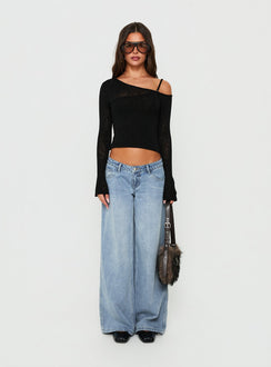 Picco Ultra Low Rise Wide Leg Jeans Light Blue Wash Petite