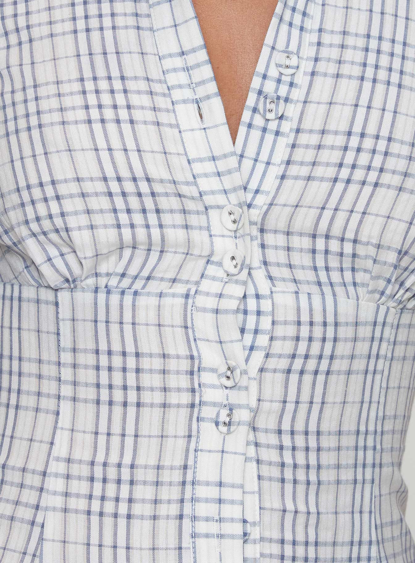product Princess Polly Cottesloe Blouse Top Blue Check Short Sleeves V-Neck 