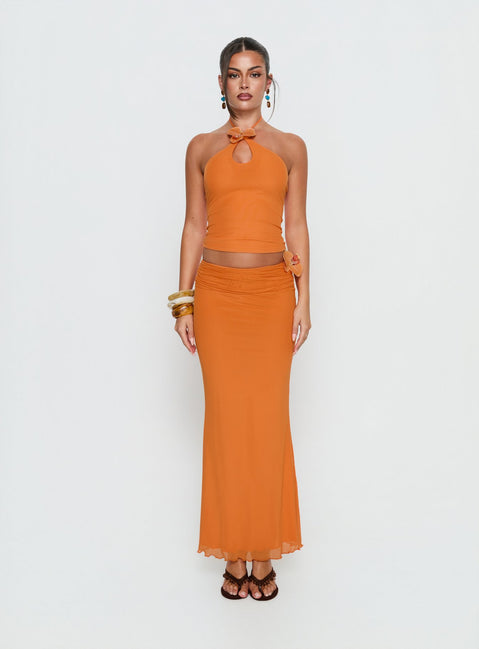 Star Fruit Keyhole Halter Top Orange