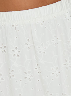 Explore the Isolie Tiered Maxi Skirt White Anglaise in womens-skirts with a relaxed fit and lace hem Princess Polly