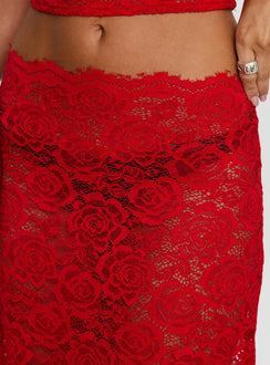 product Princess Polly Vionna Lace Maxi Skirt Red Maxi Skirts 