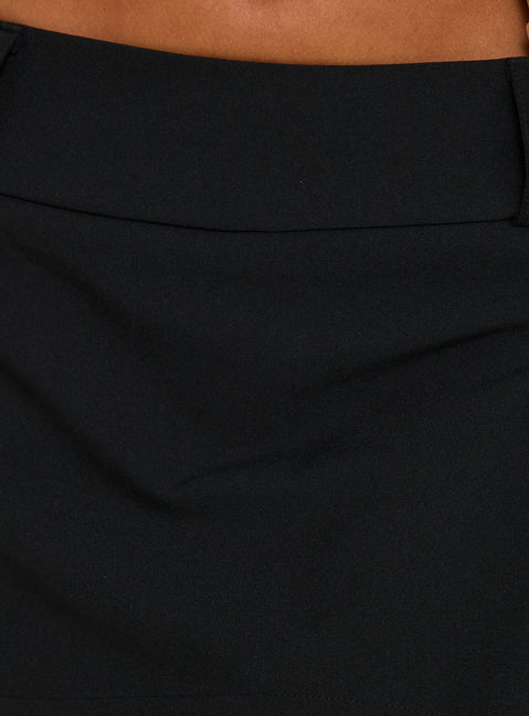 Featuring the Two Lovers Low Rise Mini Skirt Black womens-skirts in mini length Princess Polly