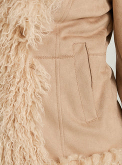 Natassia Faux Fur Jacket Beige