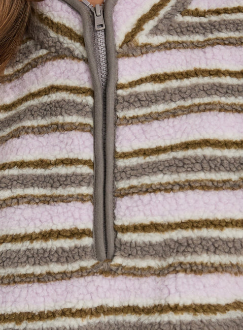 Quinee Polar Fleece Jumper Pink Multi