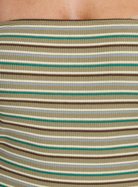 Solola Strapless Maxi Dress Green Stripe