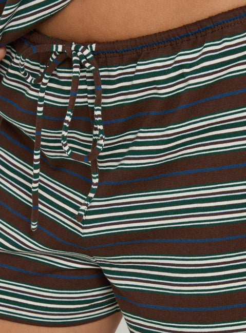 Settle Down Shorts Brown Stripe