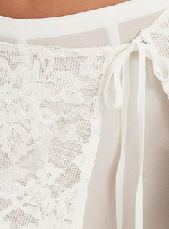 Claudie Layered Lace Straight Leg Pants White