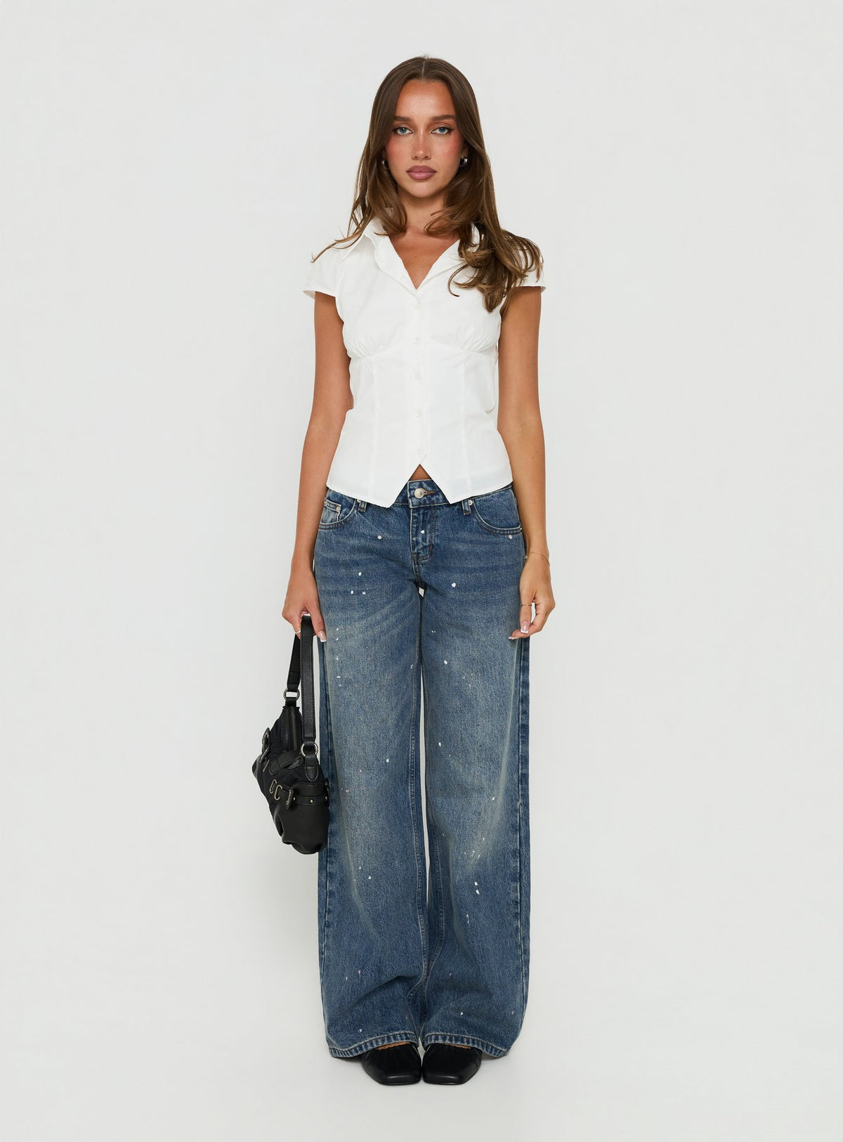 Ellanor Low Rise Paint Straight Leg Jean Vintage Mid Blue
