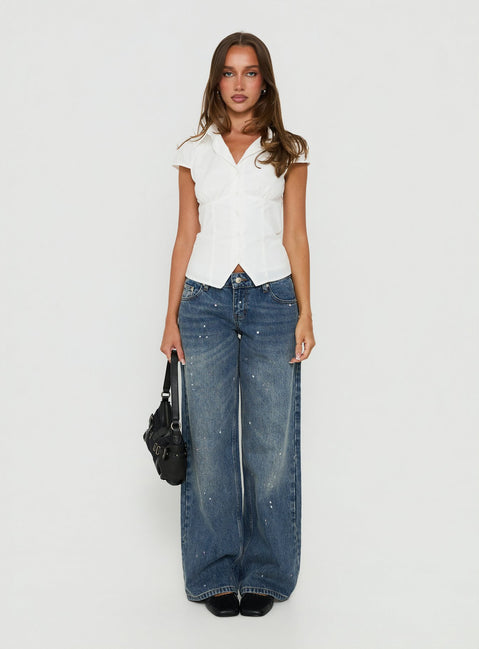 Ellanor Low Rise Paint Straight Leg Jean Vintage Mid Blue