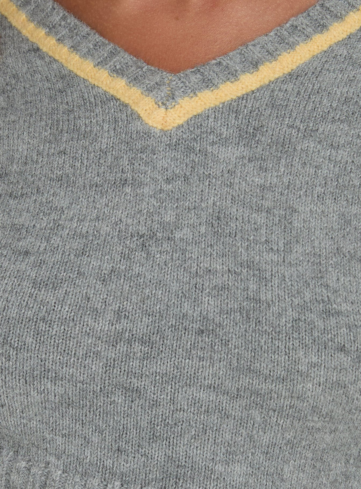 Kaylea Cinched Waist V Neck Knit Sweater Grey / Yellow