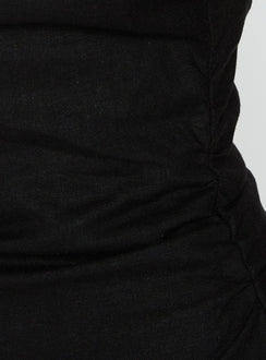 Veara Linen Low Back Tie Detail Romper Black
