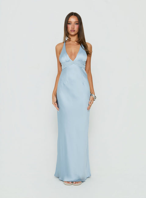 Odyssa Halter Maxi Dress Blue Slate