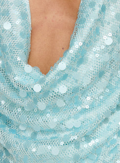 Views Of Capri Plunge Neck Top Blue