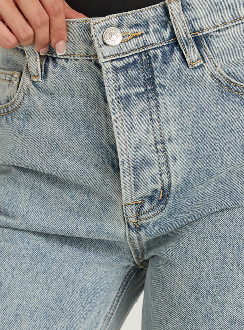 Fawcett High Rise Straight Leg Jeans Light Blue Wash