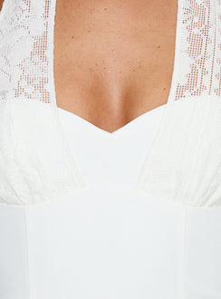 Josanna Crochet Halter Mini Dress White